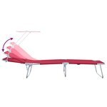 vidaXL Transats pliants 2 Pièces avec auvent Tissu Oxford Rouge 600D