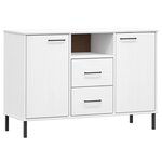 vidaXL Buffet avec pieds en métal Blanc 113x40x77 cm Bois massif OSLO