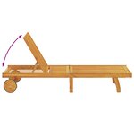 Chaise longue vidaXL avec roues et coussin en taupe en bois massif