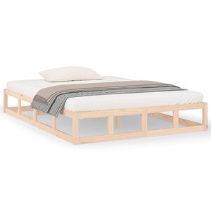 vidaXL Cadre de lit sans matelas 135x190 cm bois massif