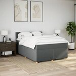 vidaXL Sommier à lattes de lit avec matelas Gris foncé 140x190cm Tissu