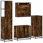 vidaXL Ensemble meubles salle de bain 4 Pièces chêne fumé bois ingénierie