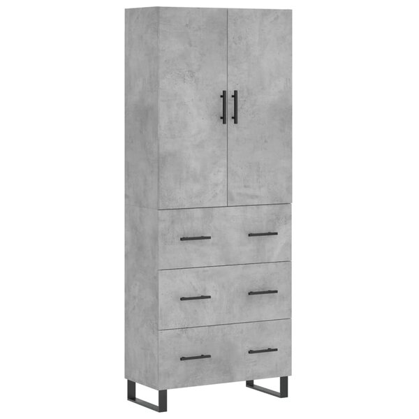 vidaXL Buffet haut Gris béton 69 5x34x180 cm Bois d'ingénierie