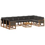 vidaXL Ensemble de canapés d'extérieur 11 pc Naturel et noir