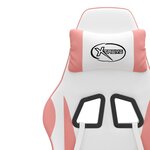 vidaXL Chaise de jeu pivotante et repose-pied Blanc et rose Similicuir