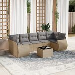 vidaXL Salon de jardin avec coussins 8 Pièces beige résine tressée
