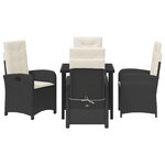 vidaXL Ensemble de Salle à Manger de Jardin 5 Pièces avec Coussins en Rattan Poly Noir