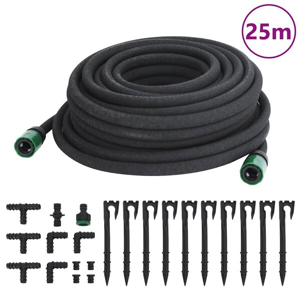 vidaXL Tuyau d'arrosage de jardin noir 0 6" 25 m caoutchouc