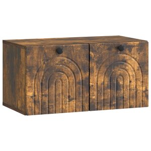 vidaXL Meuble TV mural Chêne fumé 59 5 x 31 x 30 cm Bois d'ingénierie