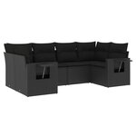 vidaXL Salon de jardin 6 Pièces avec coussins noir résine tressée