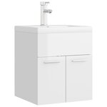 vidaXL Armoire d'évier lavabo intégré blanc brillant bois d'ingénierie