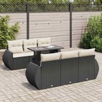 vidaXL Salon de jardin 7 Pièces avec coussins noir résine tressée