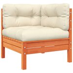 vidaXL Salon de jardin 5 Pièces avec coussins cire marron bois pin massif