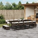vidaXL Ensemble à manger de jardin avec coussins 15 Pièces marron rotin