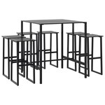 vidaXL Ensemble de bar de jardin 7 Pièces noir acier enduit de poudre
