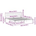 vidaXL Cadre de lit Marron et taupe 180 x 200 cm Bois massif en pin