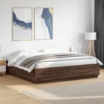 vidaXL Cadre de lit avec LED sans matelas chêne marron 200x200 cm
