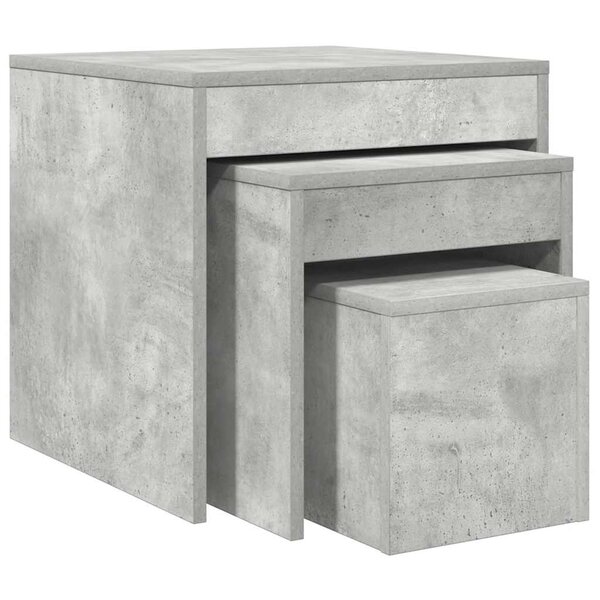 vidaXL Tables gigognes 3 Pièces Gris béton Aggloméré