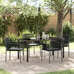 vidaXL Ensemble de salle à manger de jardin 5 pièces avec coussins Noir Rattan Poly