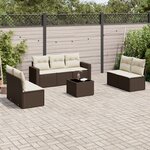 vidaXL Salon de jardin 8 Pièces avec coussins marron résine tressée