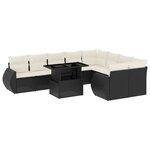 vidaXL Salon de jardin 10 Pièces avec coussins noir résine tressée