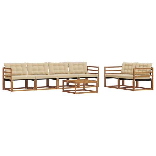 vidaXL Ensemble de canapés d'extérieur 7 pc Naturel et Beige