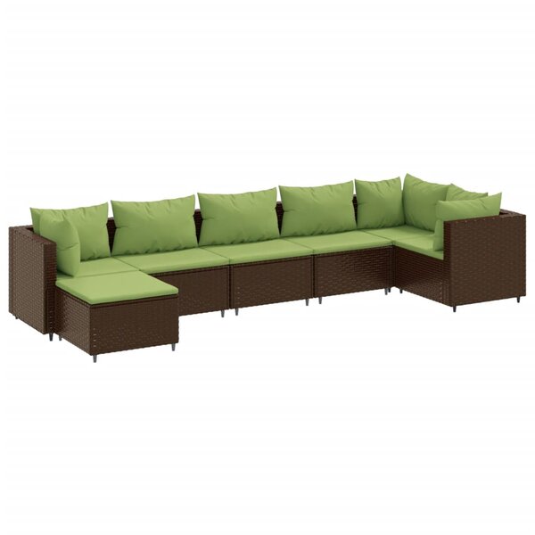 vidaXL Salon de jardin avec coussins 7 Pièces marron résine tressée