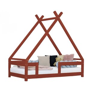 Lit cabane enfant TAHUKA 120 x 190 rouge brique