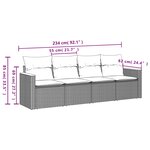 vidaXL Salon de jardin 4 Pièces avec coussins gris résine tressée
