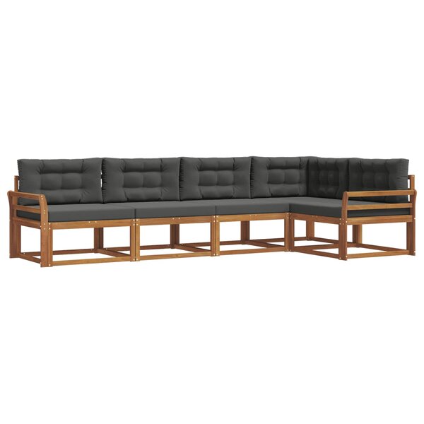 vidaXL Ensemble de canapés d'extérieur 5 pc Naturel et Anthracite