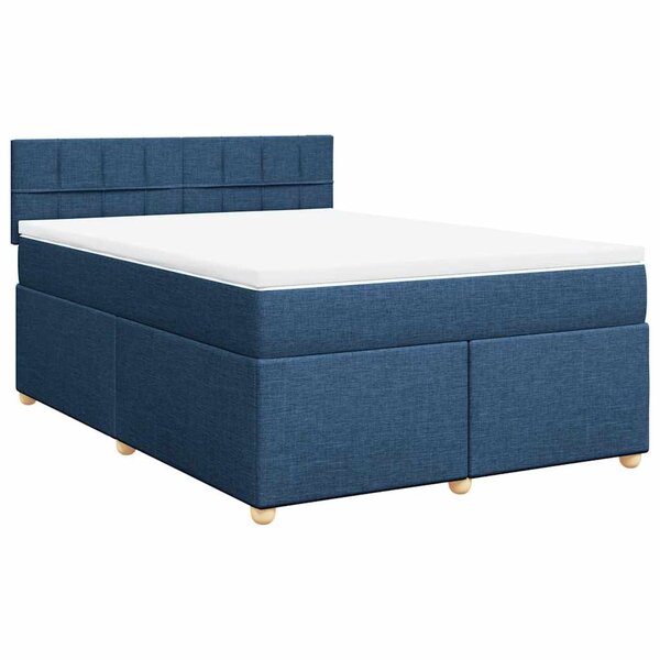 vidaXL Sommier à lattes de lit avec matelas Bleu 140x190 cm Tissu