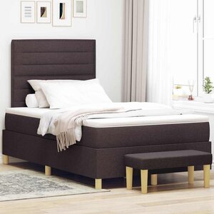 vidaXL Lit à ressorts avec matelas Marron foncé 120 x 200 cm tissu