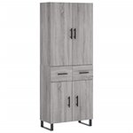 vidaXL Buffet haut Sonoma gris 69 5x34x180 cm Bois d'ingénierie