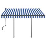 vidaXL Auvent manuel rétractable avec LED 3x2 5 m Bleu et blanc