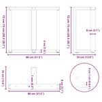 vidaXL Pieds de table à manger en T  2 pièces  noir  80 x 35 x (72-73) cm  acier