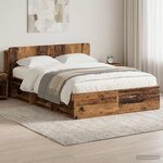 vidaXL Cadre de lit avec rangement Bois ancien 150 x 200 cm
