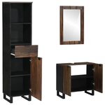 vidaXL Ensemble de mobilier de salle de bain 3 Pièces Marron noyer