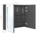 vidaXL Armoire de salle de bain à miroir LED Gris 62x14x60 cm