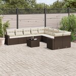 vidaXL Salon de jardin et coussins 11 Pièces marron résine tressée