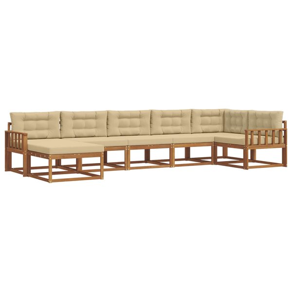 vidaXL Ensemble de canapés d'extérieur 7 Pièces Naturel et Beige