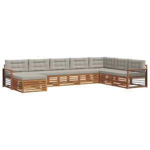 vidaXL Ensemble de canapés d'extérieur 8 pc Gris Naturel et Clair