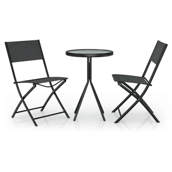 Ensemble de bistro jardin meuble extérieur terrasse 3 pièces acier noir 02_0013498