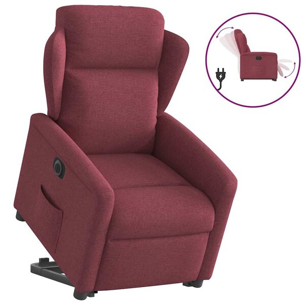 vidaXL Fauteuil inclinable électrique rouge bordeaux tissu