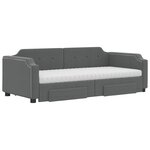 vidaXL Lit de jour avec gigogne et tiroirs gris foncé 90x200 cm tissu
