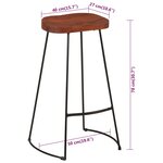 vidaXL Tabourets de bar Gavin lot de 2 50x40x78cm bois massif manguier