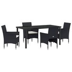 vidaXL Ensemble de salle à manger pour jardin 5 Pièces Noir Poly rotin