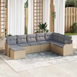 vidaXL Ensemble de canapé de jardin 8 Pièces Beige Poly rotin