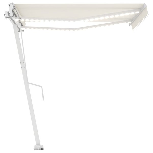 vidaXL Auvent automatique avec capteur de vent et LED 350x250 cm Crème