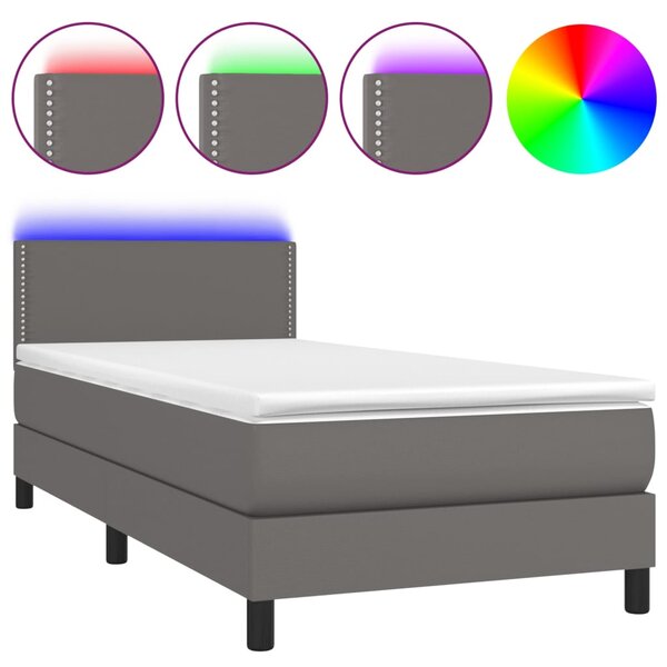 vidaXL Sommier à lattes de lit avec matelas et LED Gris 100x200 cm