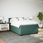 vidaXL Sommier à lattes de lit et matelas Vert foncé 140x190cm Velours
